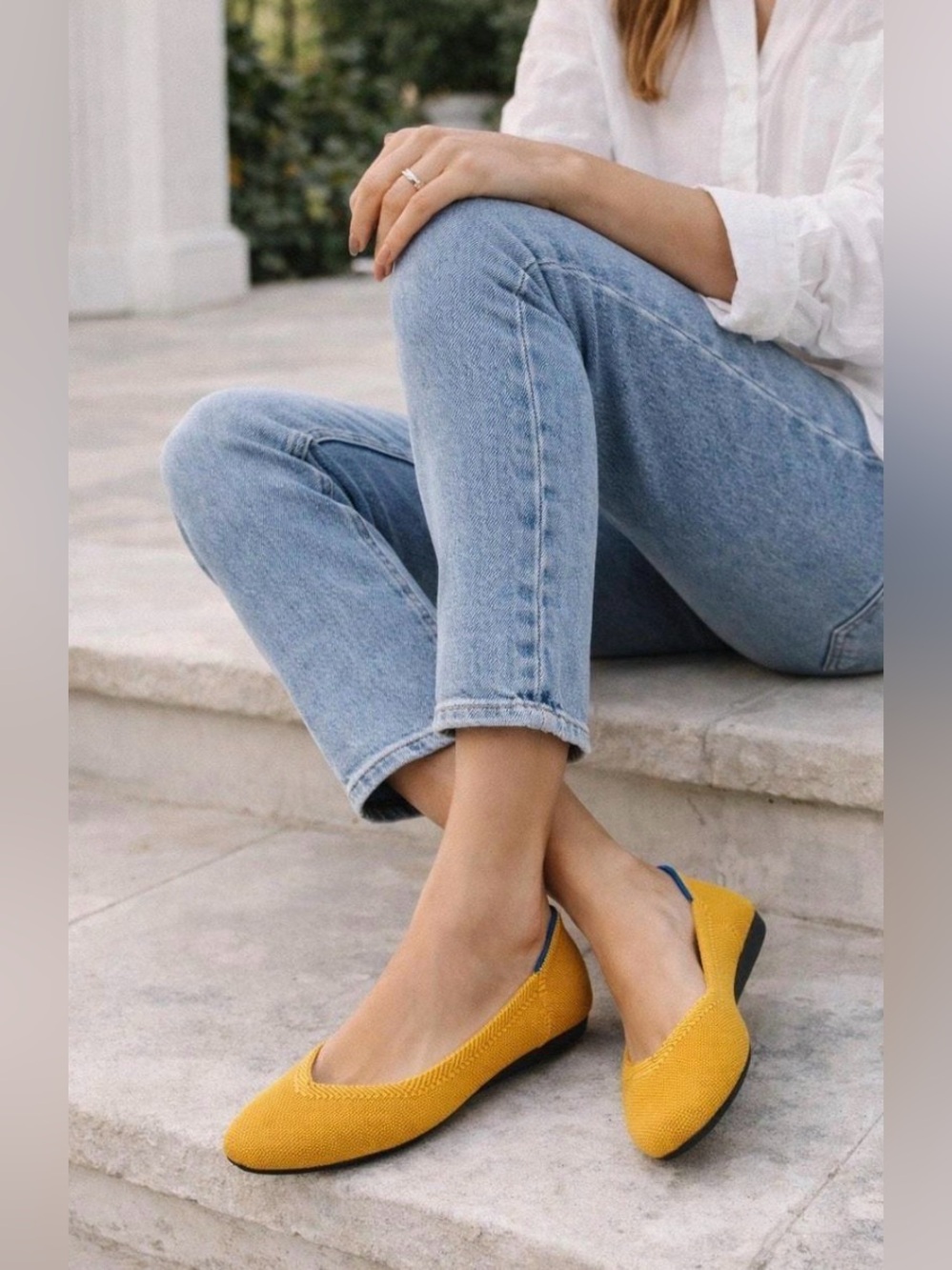 Rothy’s Lemon Drop Round Toe The Daily Ballet flats Slip-On Knit Yellow size 8